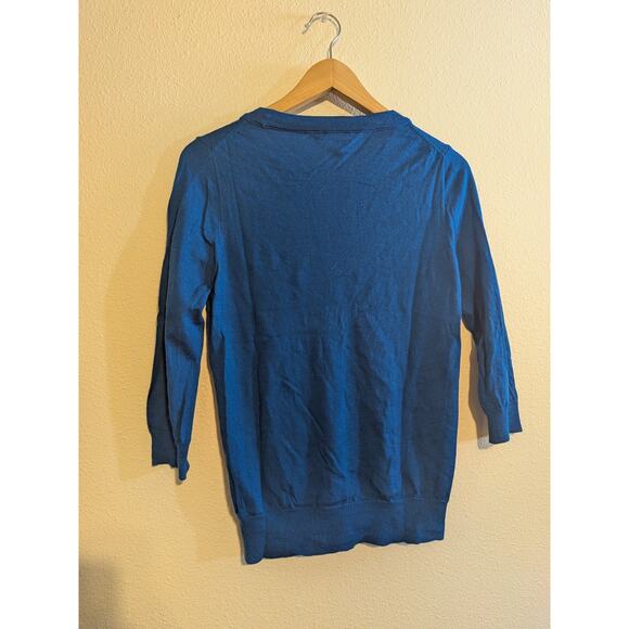J. Crew blue quarter length sleeve sweater size S 100% merino wool - Picture 6 of 6